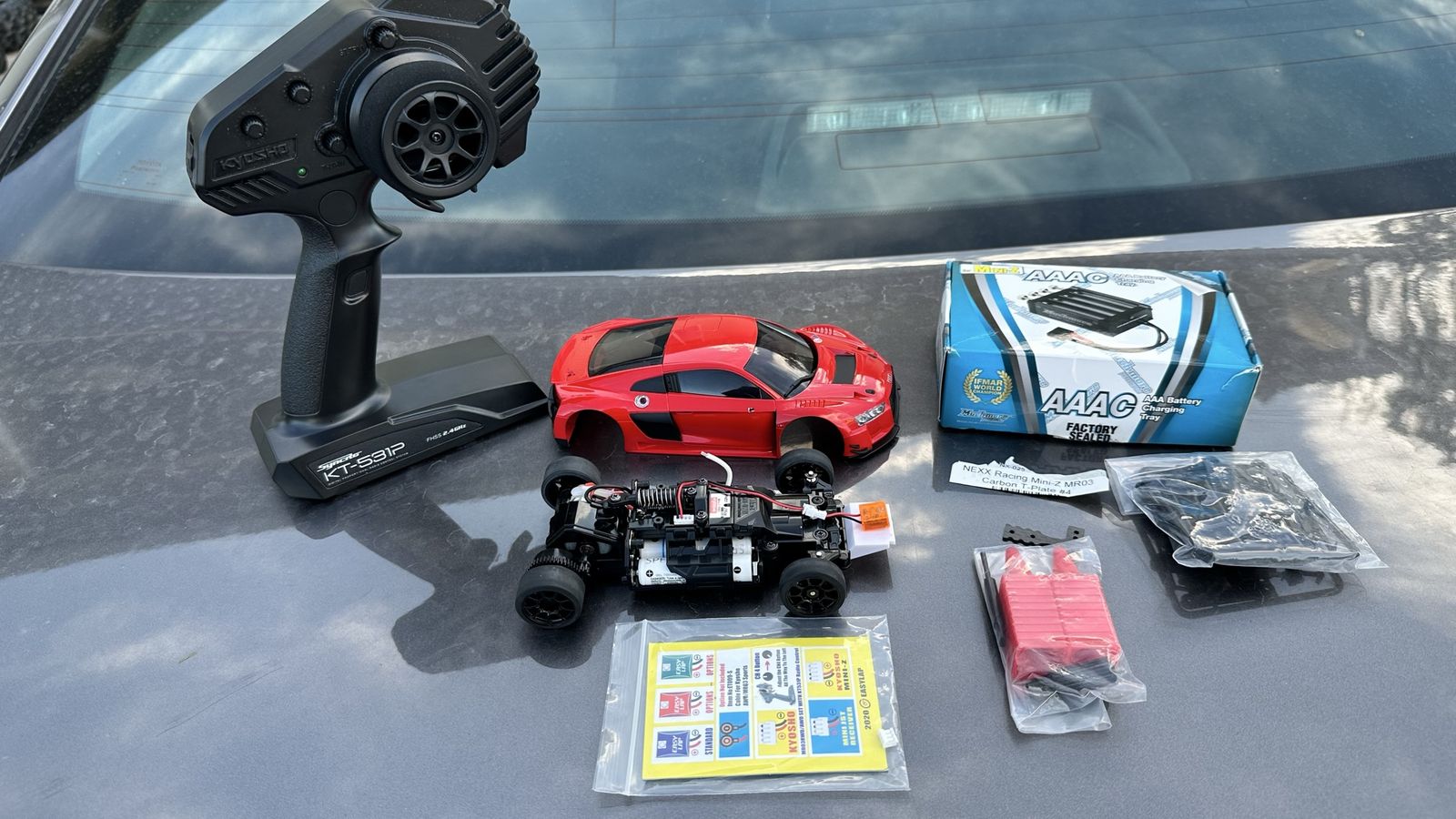 Kyosho Mini-Z MR-03 RWD RC Car Red Audi with KT-531P Controller & Extras