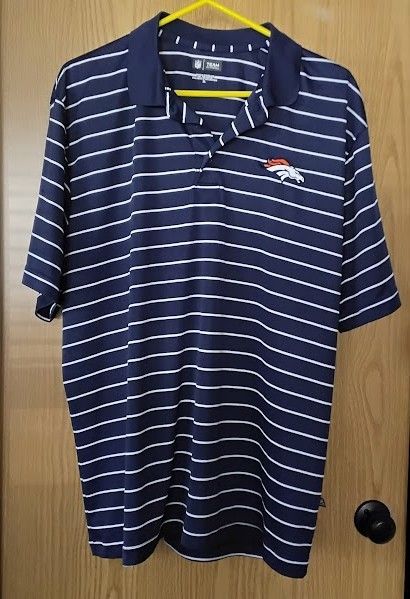 NFL Team Apparel Denver Broncos Men’s Striped Polo Shirt Size XL