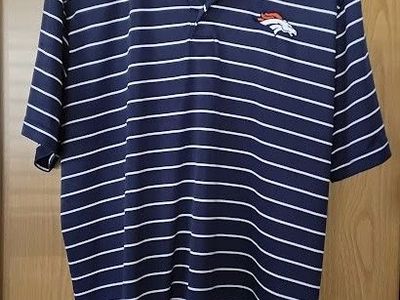NFL Team Apparel Denver Broncos Men’s Striped Polo Shirt Size XL