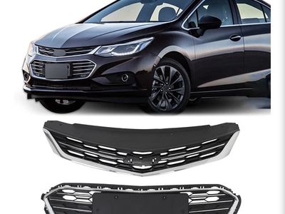 Chevy Cruze 2016-2018 Front Bumper Upper & Lower Honeycomb Mesh Grille Set - Black/Chrome