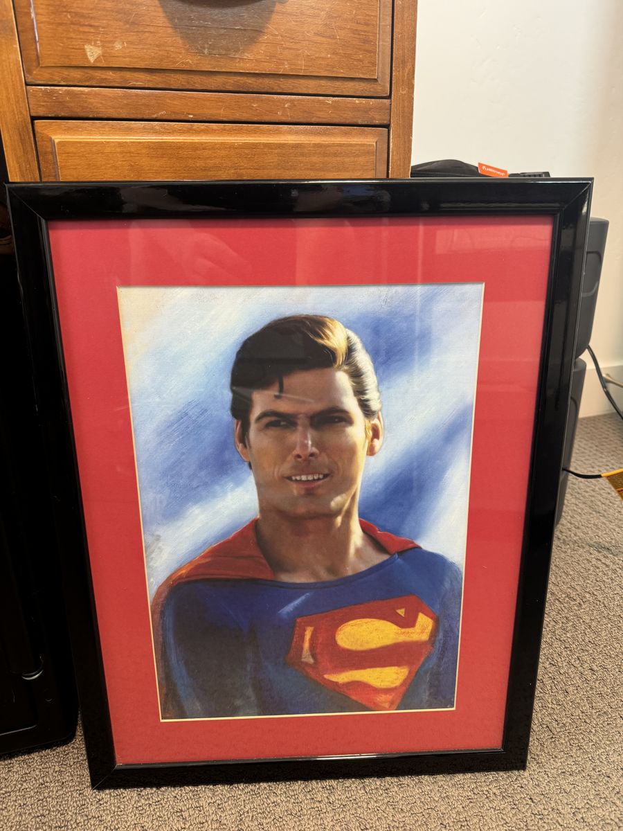 Framed Christopher Reeve Superman Artwork – 16" x 20½"