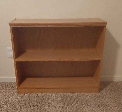 Wood Grain Bookshelf 2-Shelf Storage Unit Light Oak