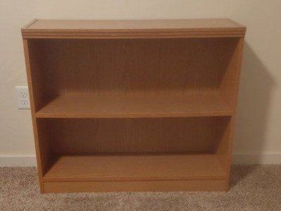 Wood Grain Bookshelf 2-Shelf Storage Unit Light Oak