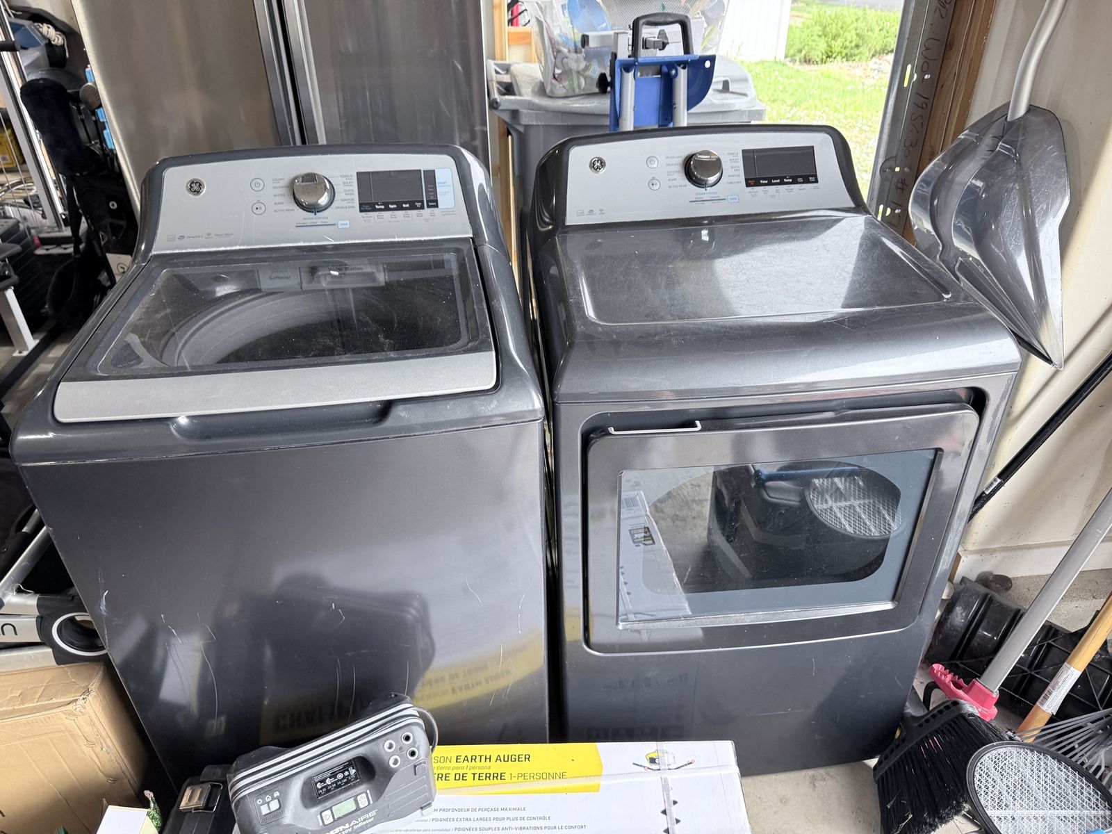 GE Washer and Dryer Set Gray Top Load