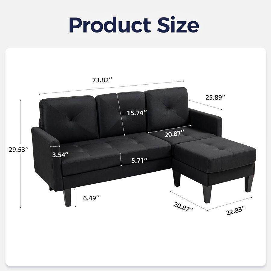 Black couch w/ottoman