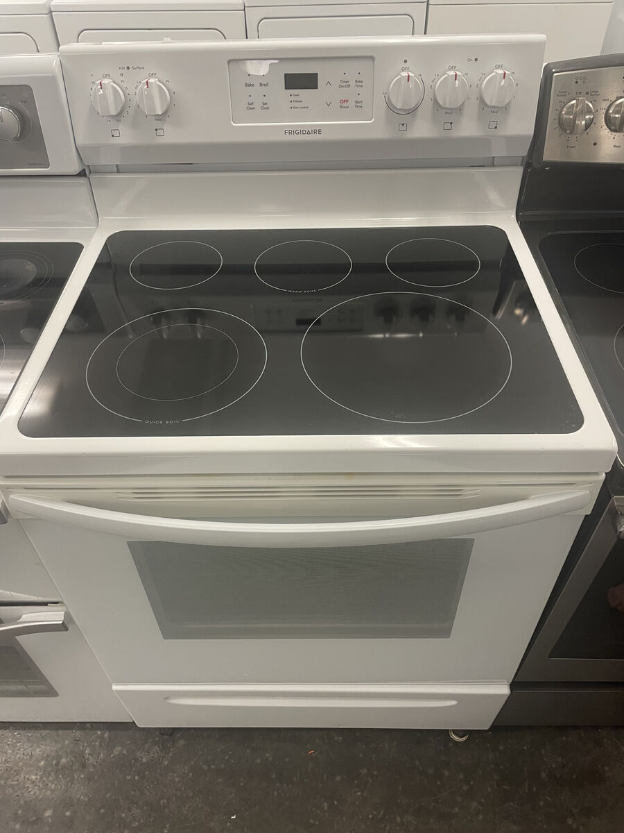 Frigidaire White Electric Range, 5 Burner, 30" Wide, Nice and Clean, With Warranty!