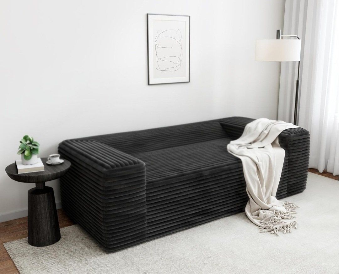 Sonovafurn 76.4" Corduroy Loveseat Sofa, Deep Seat Cloud Couch, Memory Foam Sofa