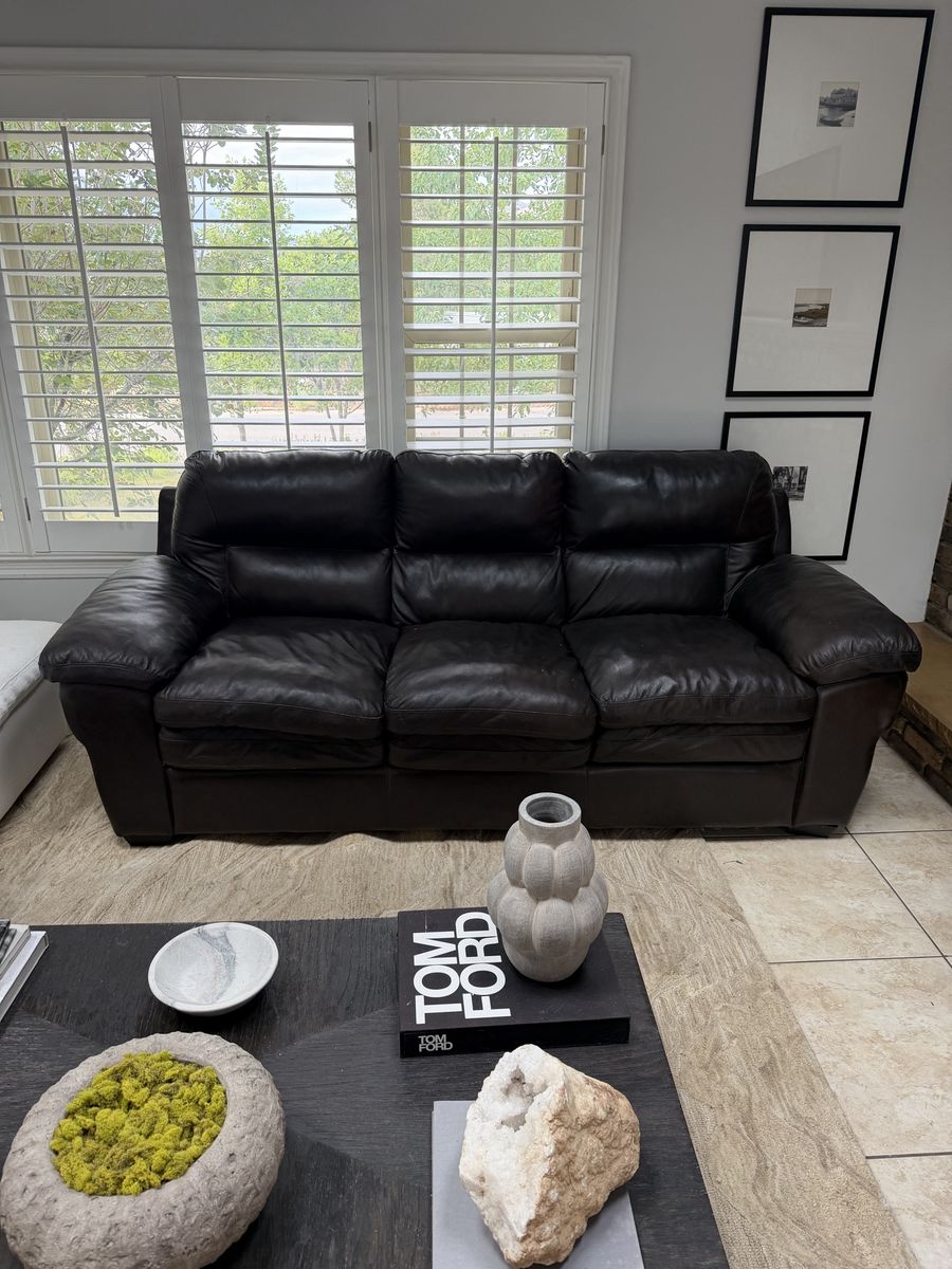 Black leather sectional