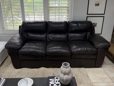 Black leather sectional