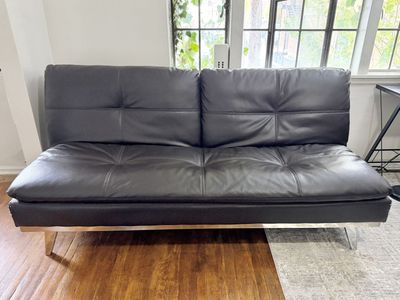 Leather Couch / Futon Adjustable to sitting or flat