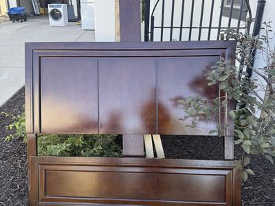 Dark Wood Paneled Headboard and Footboard - Queen sized bed frame