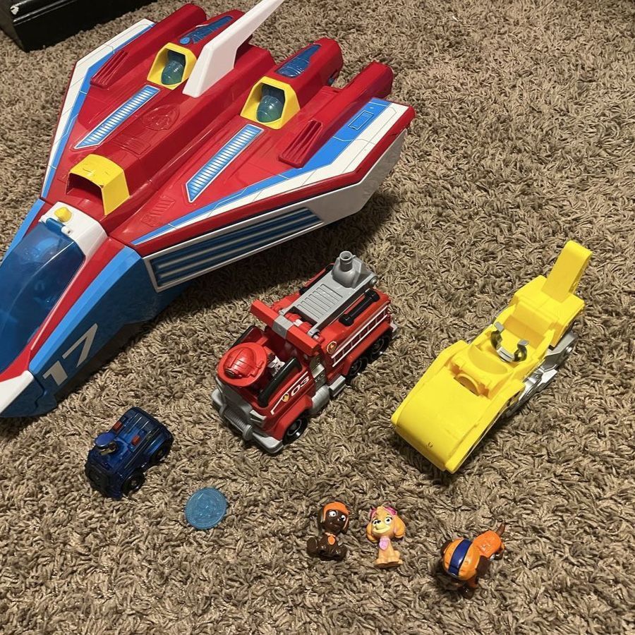 Paw Patrol Super Mighty Pups Jet Command Center, Cruiser, & Figures Playset