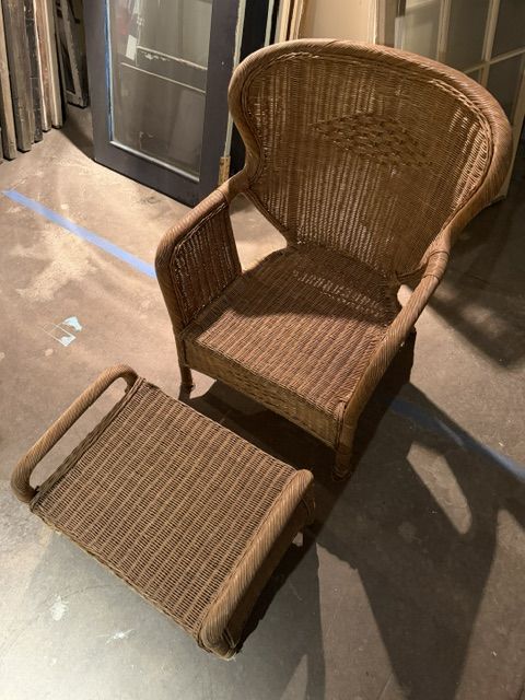 VINTAGE Wicker Chair and Ottoman