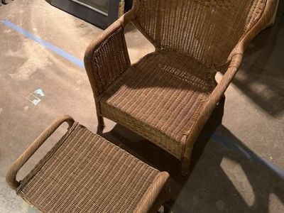 VINTAGE Wicker Chair and Ottoman