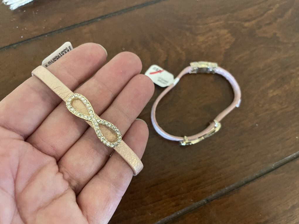 New Pink Leather Bracelet W/Gold Infinity-2 Avail