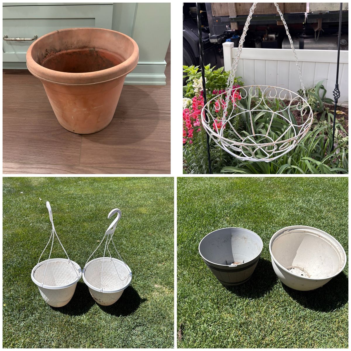 Assorted Planter Pots And Hanging Baskets $5 Each