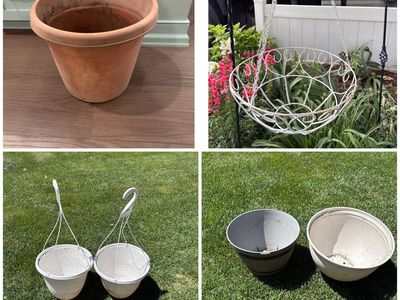 Assorted Planter Pots And Hanging Baskets $5 Each