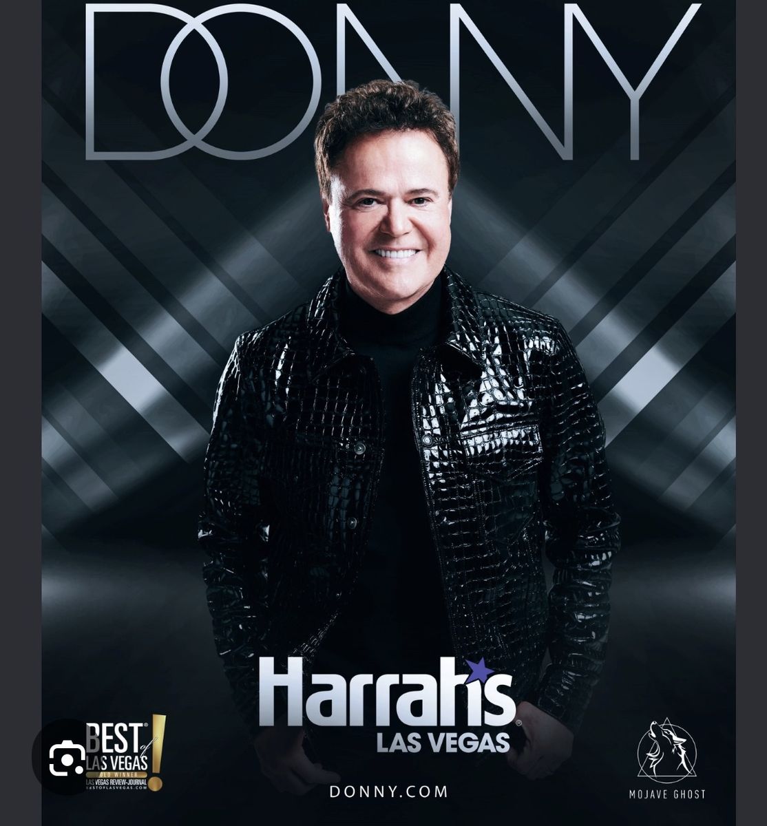 Donny Osmond Live at Harrah's Las Vegas- 3 Tickets,  Friday September 11th Amazing Seats! Sections A Row D Seats 9,10,11.
