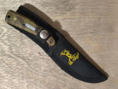 Elk Ridge Hunting Knife Fixed Blade Camo Handle with Sheath