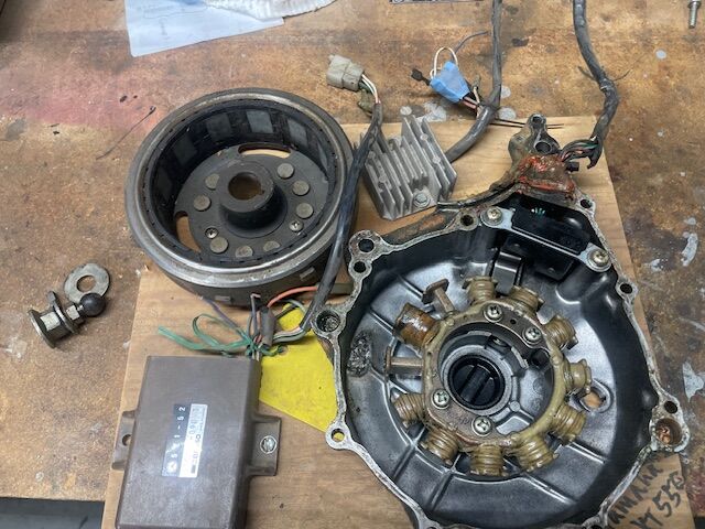 Yamaha XT550 Stator, CDI, Flywheel, and Voltage Regulator