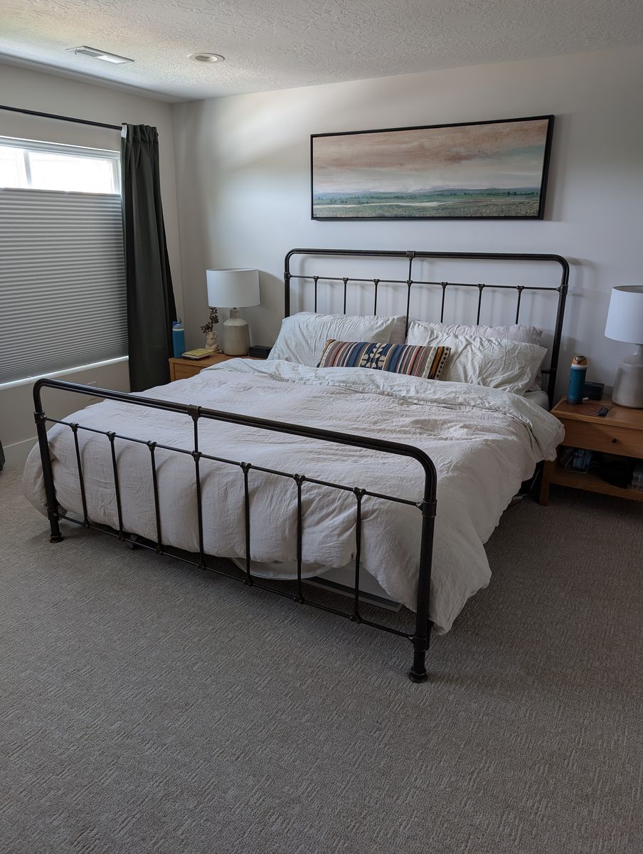 King Size Metal Bed with Frame with Wrought Iron Style