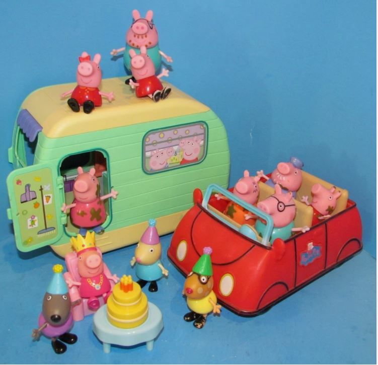 Peppa Pig Large Lot: Camper Red Car Mini Figures Jazwares L@@K