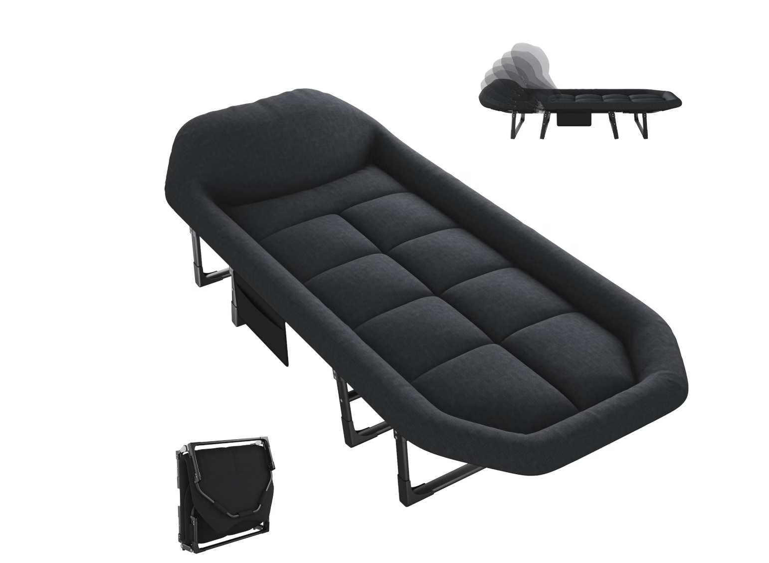 Folding Camping Cot for Adults with Headrest & Mattress, 71 Inch Portable Sleeping Bed