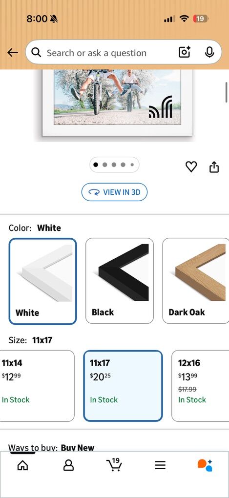 11X17 White Wood Frame