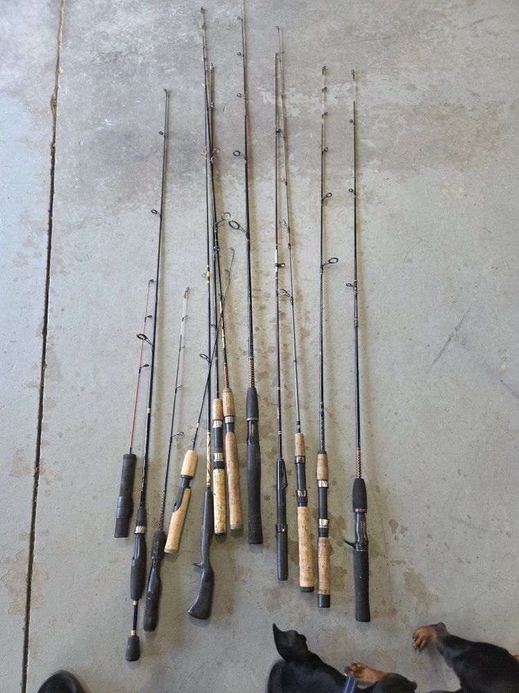 Assorted Fishing Rods Lot - Various Brands & Sizes, 10+ Rods