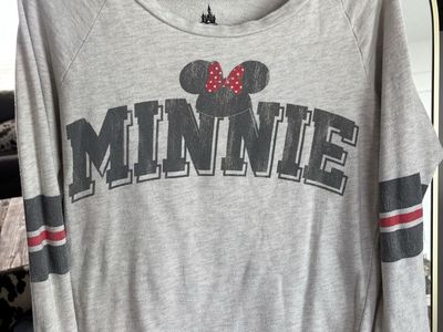 Disney Minnie Pullover Sweatshirt in Light Gray with Red Accent