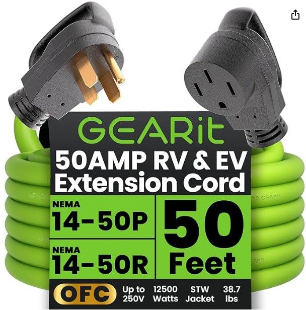 50-Amp Extension Cord for RV and EV NEMA 14 (50 Feet)