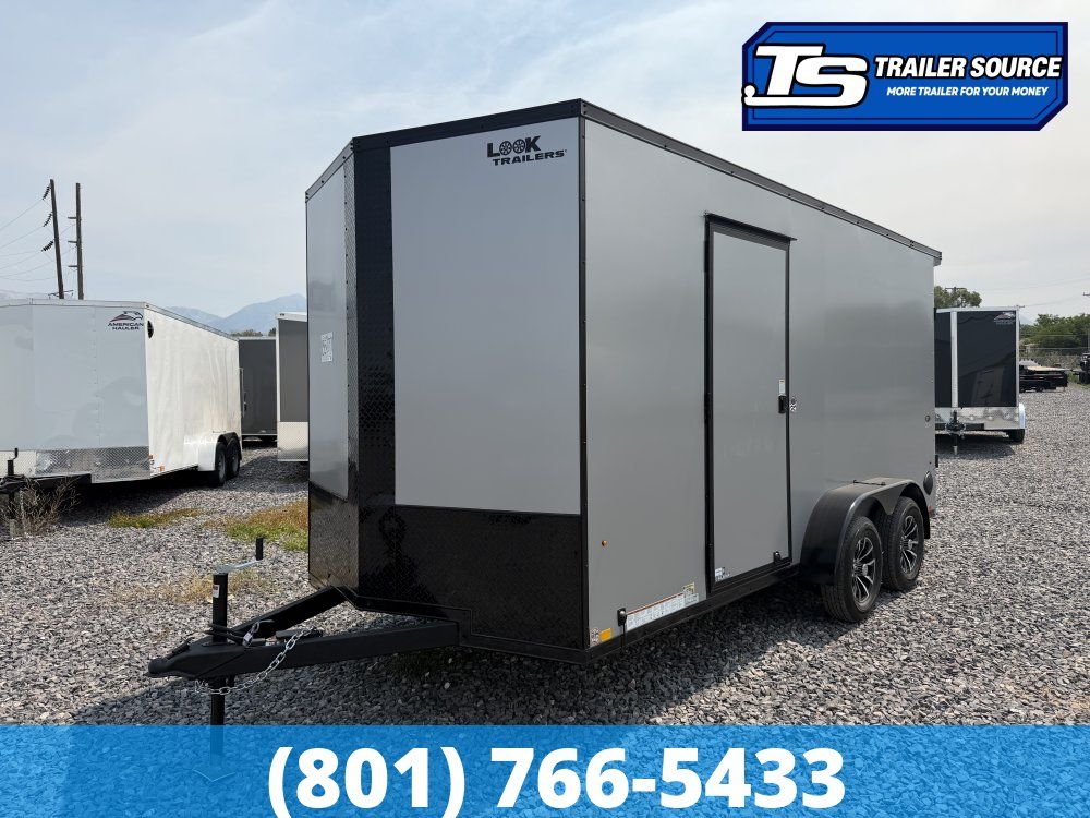 7x16 Look ST DLX Enclosed Cargo Trailer - 7'0" Interior - 7K GVWR - .080 PolyCor, Alloy Wheels, Black Out Package, Rear Spoiler