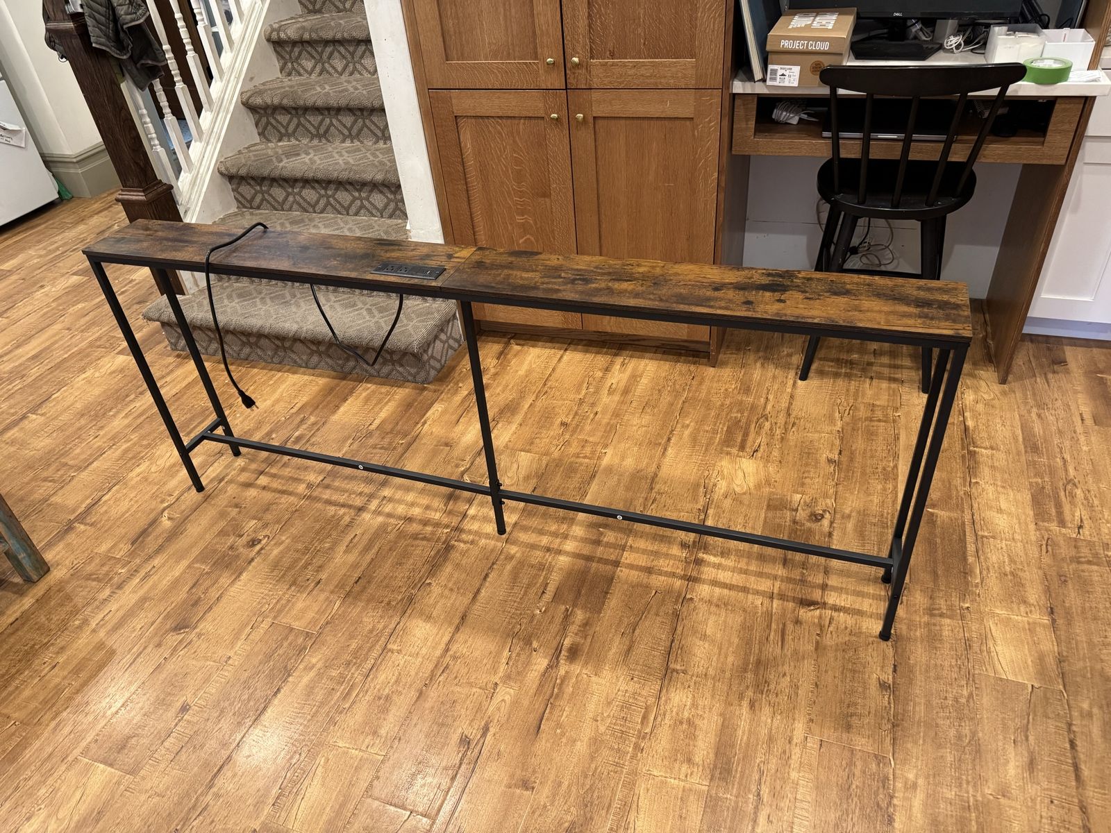 Industrial Style Console Table, Sofa Table, with Power Outlets