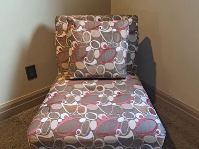 Modern Patterned Armless Accent Chair with Matching Throw Pillow