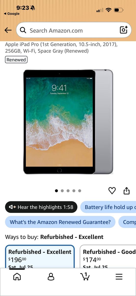 Apple iPad Pro 10.5-inch (1st Gen) 64GB Space Gray Wi-Fi