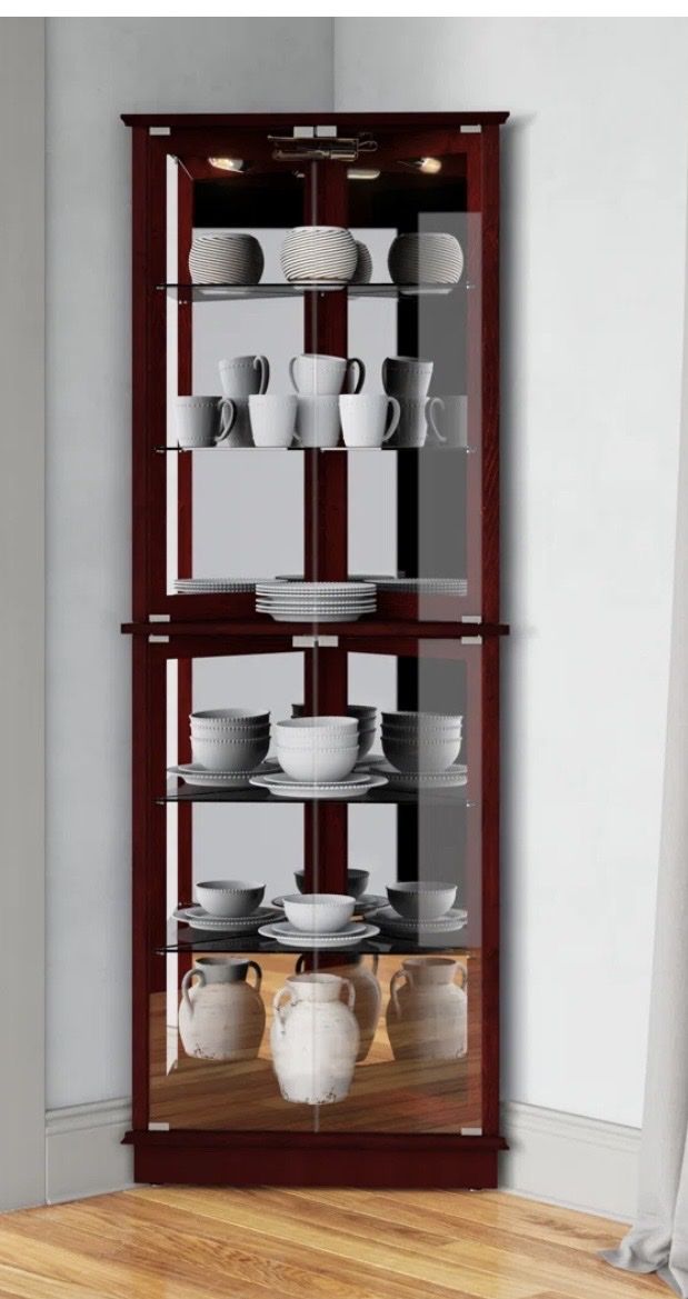 Brand new corner curio cabinet with light