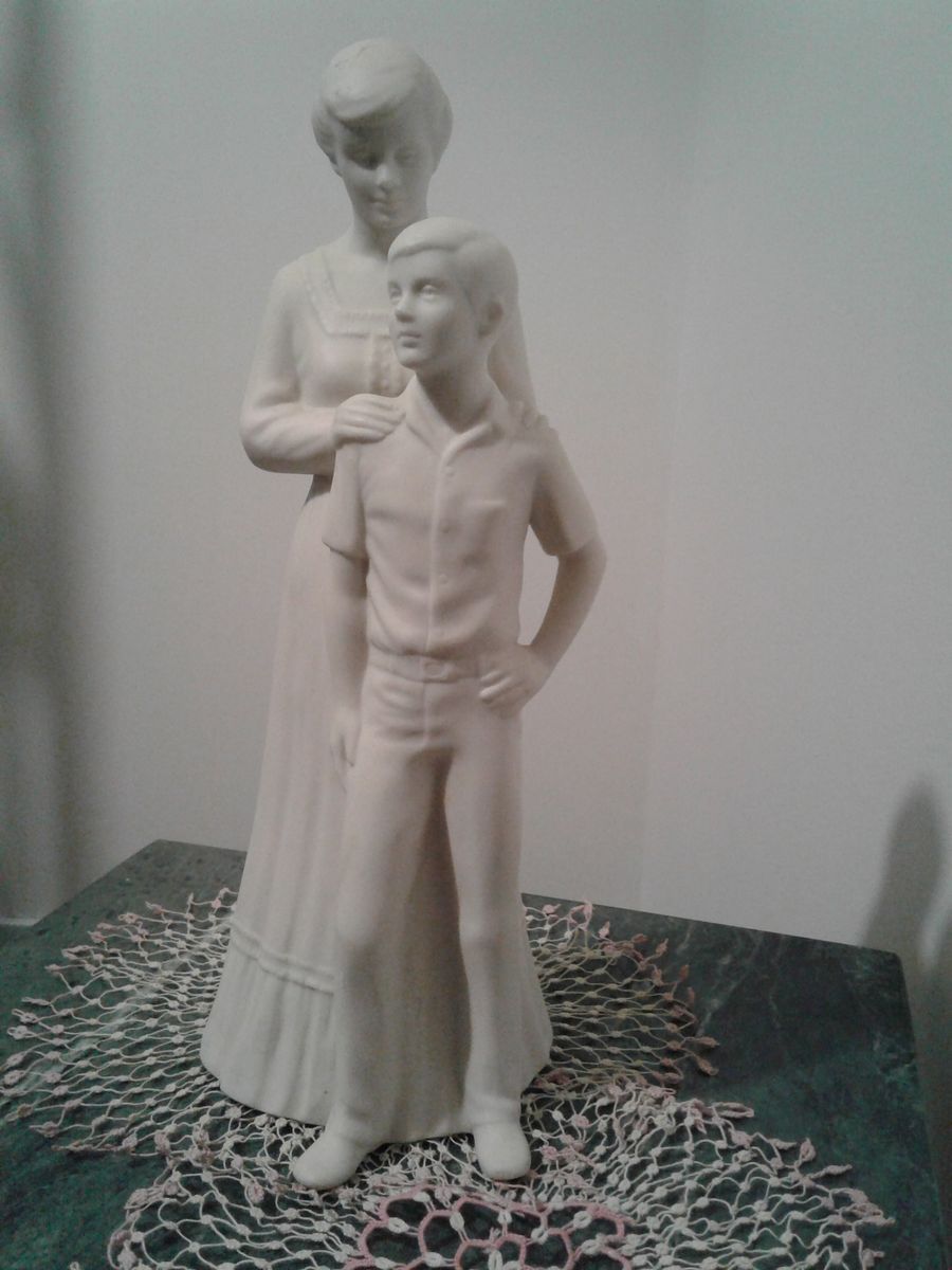 Mothers Day Gift, Mother Son Decorative Statue Porcelain