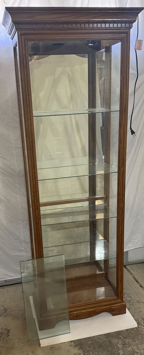 Philip Reinisch Co Traditional Lighted Oak Curio Cabinet