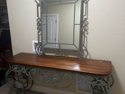 Ethan Allen Collector’s Classics Hand-Forged Iron Console Table + Mirror Set