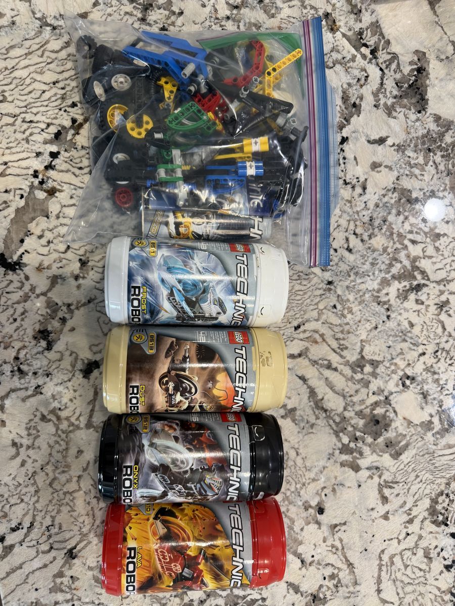 LEGO Technic Roboriders Canisters Lot (8510, 8511, 8512, 8513) with Loose Parts