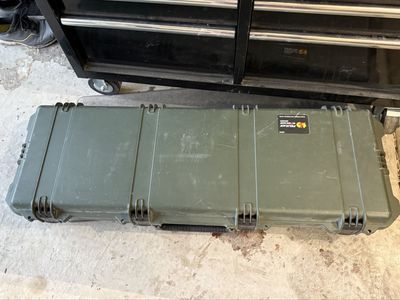 Pelican Storm IM3200 Long Hard Case - Olive Drab Green, Foam Cut for M249, Rolling