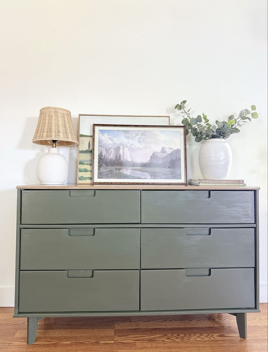 Modern Inspired Mid Modern 6 Drawer Dresser | Mid Modern Dresser Chest | Dresser