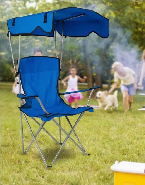 Chair w/Shade Canopy, Foldable Beach Lawn Chair (Set of 2) – Blue