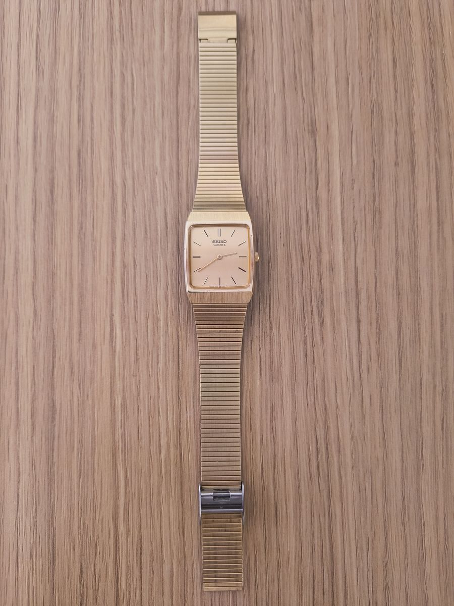 Seiko 6530-5760 Gold Tone Tank Watch Quartz 1970s 1980s Style Excellent