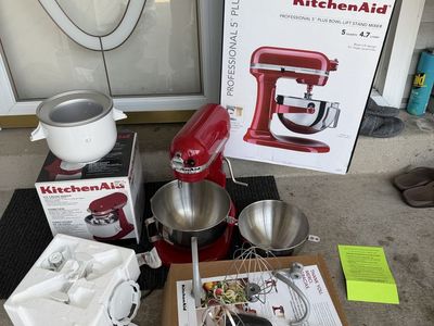 KitchenAid Professional 5 Plus 5-Qt Empire Red Stand Mixer w/ Ice Cream Maker Attachment