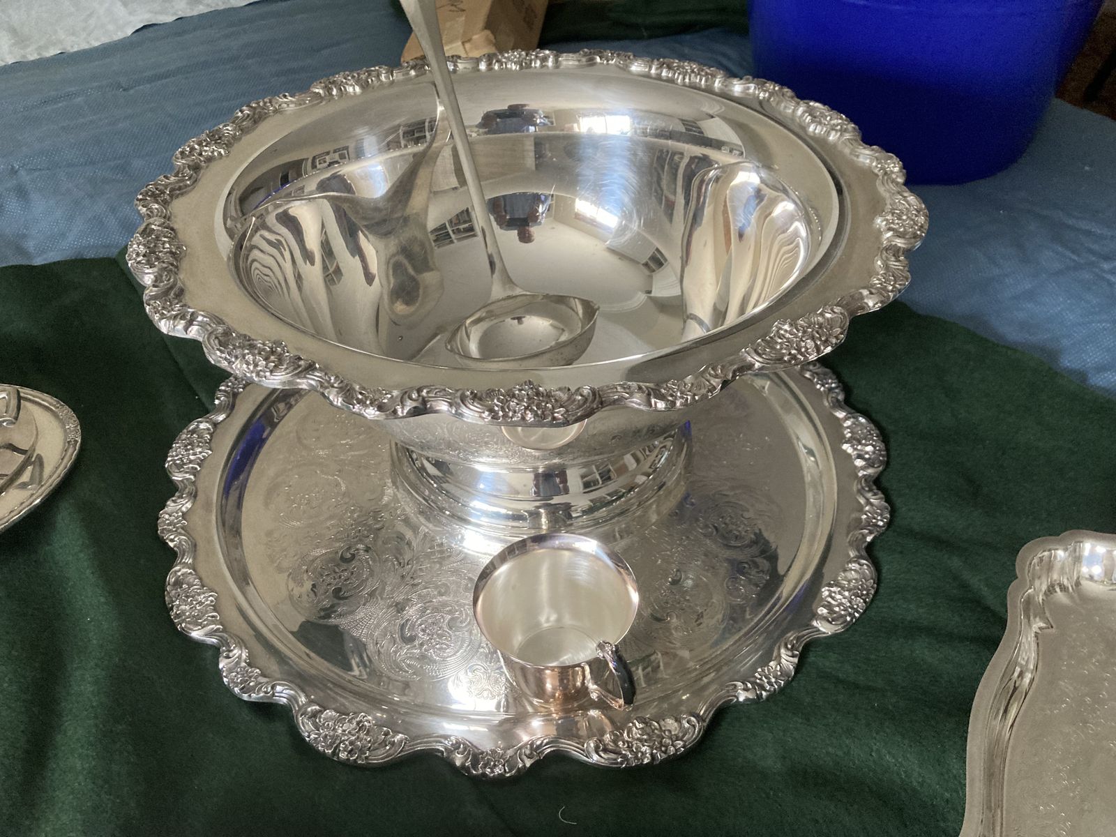 Silver Punch bowl and serving pieces