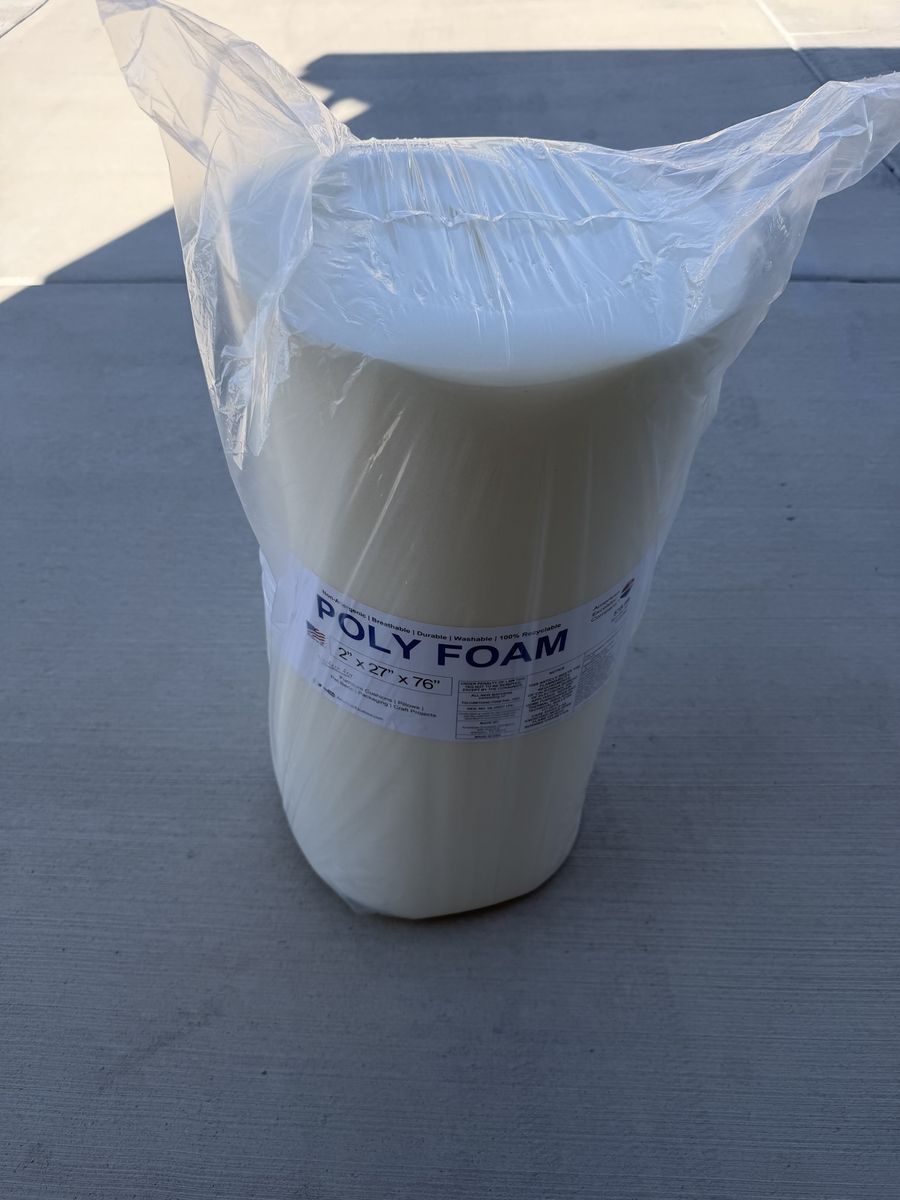 American Excelsior Poly Foam Roll 2" x 27" x 76" for Cushions & Crafts