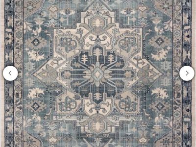 New. Bari Distressed Medallion Area Rug Blue/Beige 8' x 10' Vintage