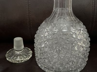 Antique American Brilliant Cut Glass Crystal Water/Wine Decanter Liquor Bottle