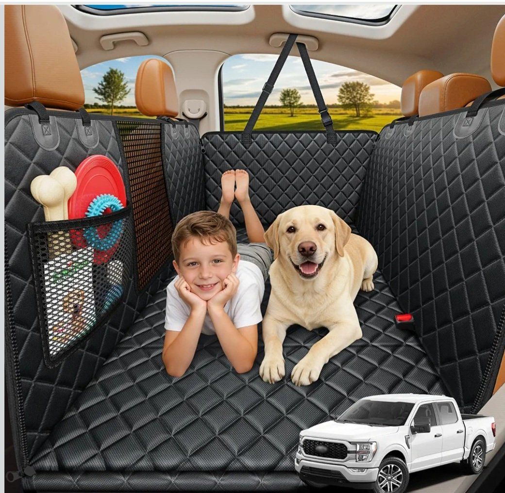 Hard Bottom Dog Backseat Extender - Spacious, Anti-Scratch, Waterproof Car Seat Cover for Pets